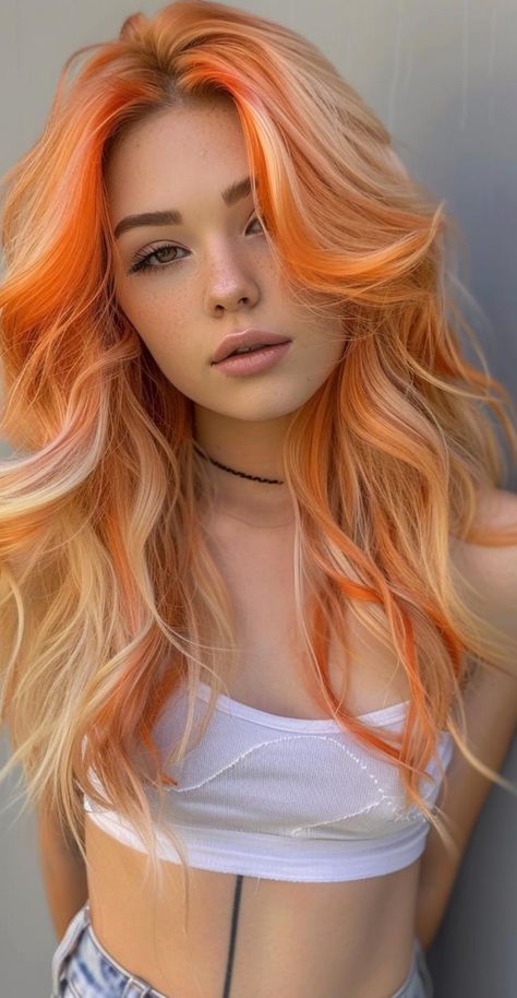 Hair Color Orange, Rainbow Hair Color, Creative Hair Color, Dyed Hair Inspiration, Hair Idea, Halloween Hair, Colored Hair, Summer Hair Color, Hair Inspiration Color