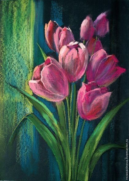 Pastel Tulips, Chalk Pastel Art, Soft Pastels Drawing, Soft Pastel Art, Pastel Artwork, Oil Pastel Paintings, Dry Pastel, Soyut Sanat Tabloları, Oil Pastel Art