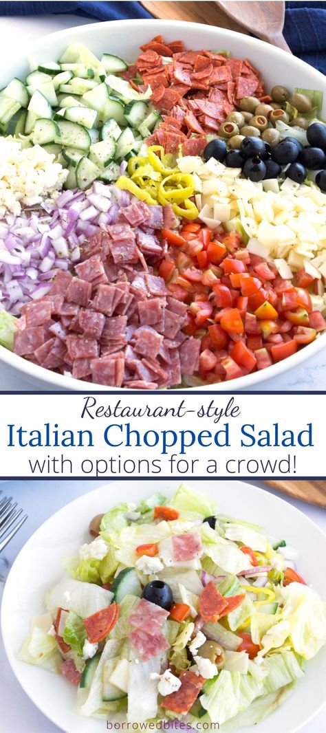 Salads With Salami, Chopped Antipasto Salad Recipes, Italian Salad Chopped, Italian Sun Chopped Salad, Antipasto Salad For A Crowd, Chopped Deli Salad, Pasta Salad Salami Italian Dressing, Deli Chopped Salad, Antipasta Salads With Lettuce