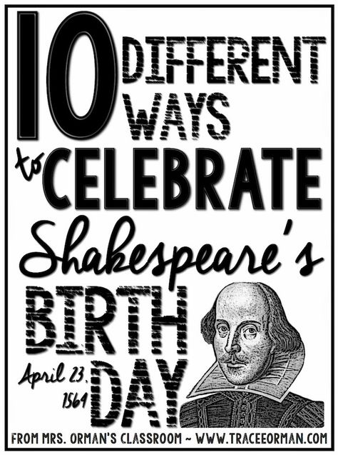 Shakespeare Activities, Shakespeare Birthday, Classroom Corner, Yearbook Class, Shakespeare Words, Teaching Shakespeare, Tenth Grade, National Poetry Month, British Literature