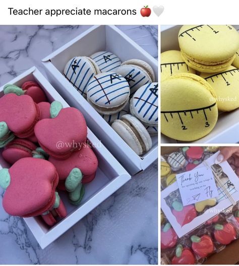 Back To School Macarons, Teacher Macarons, Macaron Ideas, Board Themes, Macaroons, Teacher Appreciation, Macarons, Template Design, Back To School