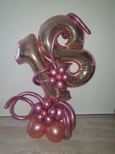 Rose Gold Balloon Bouquet, Gold Balloon Bouquet, Balloon Stack, 50th Birthday Balloons, Gold Birthday Party Decorations, 18th Birthday Decorations, Foil Number Balloons, Bouquet Rose, 50th Birthday Decorations