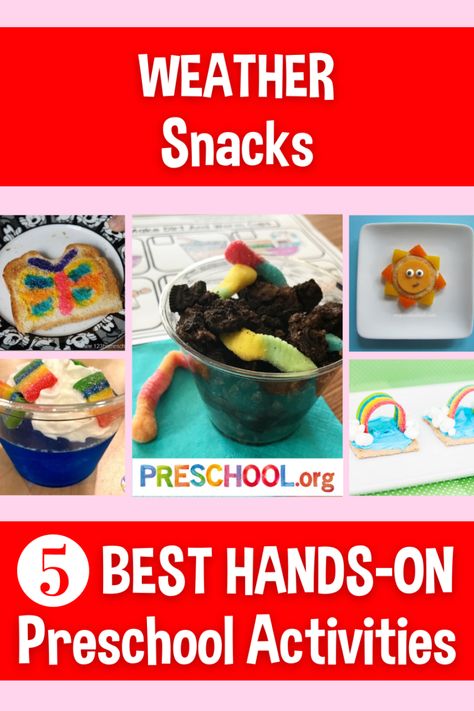 The 5 Best SNACKS for WEATHER Preschool Theme - Preschool.org Weather Themed Snacks For Preschool, Weather Preschool Theme, Weather Preschool, Rainbow Milk, Preschool Cooking, 123 Homeschool 4 Me, Theme Snack, Themed Snacks, Theme Preschool