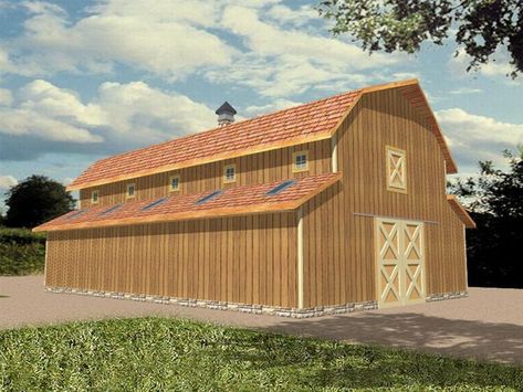 Outbuilding Plan, 012B-0002 Horse Barn Layout, Pole Barn Plans, Barn Layout, Barn Plan, Gazebo Plans, Loft Plan, Horse Barn Plans, Building A Garage, Dream Farm