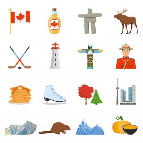 Canada For Kids, Canadian Symbols, Mickey Mouse Crafts, Map Creator, Canadian Culture, Mouse Crafts, National Symbols, Travel Icon, Flat Icons