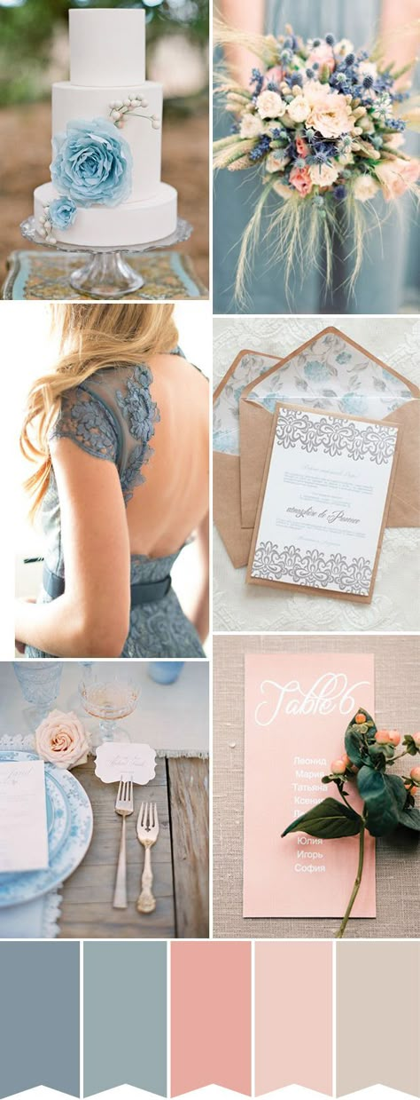 Perfect for a Summer Day - a Blue, Peach & Dusky Rose Pink Wedding Color Palette | www.onefabday.com Pink Wedding Colors, Wedding Themes Summer, Spring Wedding Colors, Summer Wedding Colors, Wedding Palette, Wedding Theme Colors, Peach Wedding, Wedding Color Palette, Blue Peach