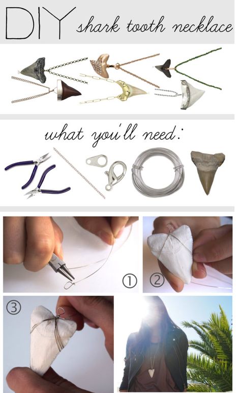 "DIY Shark Tooth Necklace" by polyvore-editorial ❤ liked on Polyvore Shark Tooth Necklace Diy, Shark Teeth Crafts, Dandelion Paperweight, Shark Teeth Jewelry, Sharks Teeth, Make A Necklace, Diy Teething, Shark Tooth Necklace, Tooth Gem