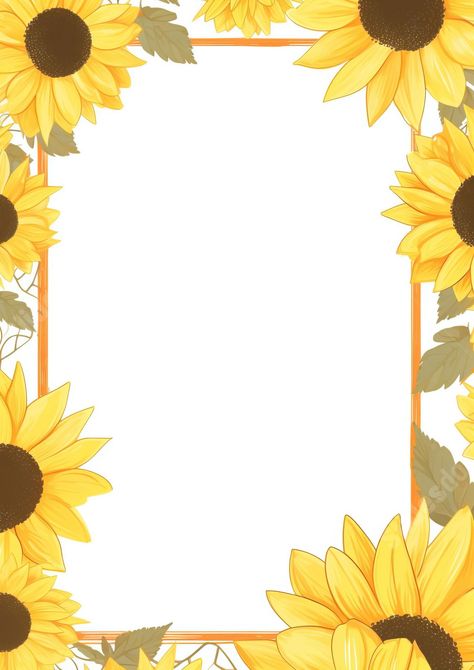 Sunflower Border, Sunflower Frame, Background Sunflower, Beautiful Borders, Book Art Projects, School Frame, Framed Words, Background Template, The Sunflower