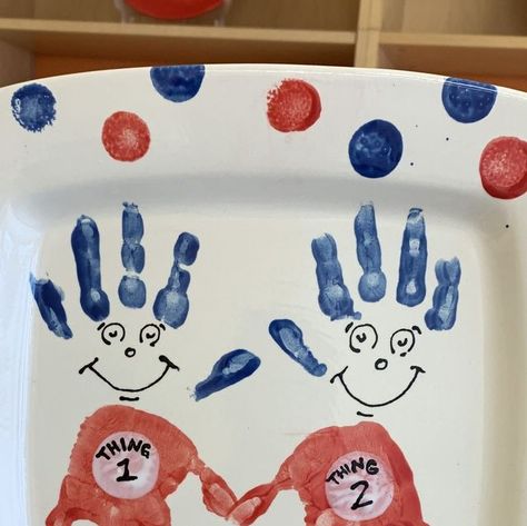 Crock A Doodle on Instagram: "📚Happy Birthday Dr. Seuss!📚 . . . #crockadoodle #cadideas #pyop #paintyourownpottery #pottery #painting #drseuss #happybirthday #thingonethingtwo #redfishbluefish #handprints #momsofinstagram" Crock A Doodle, Happy Birthday Dr Seuss, Happy Birthday Dr, Thing One Thing Two, Red Fish Blue Fish, Paint Your Own Pottery, Instagram Happy Birthday, Pottery Painting, Dr Seuss