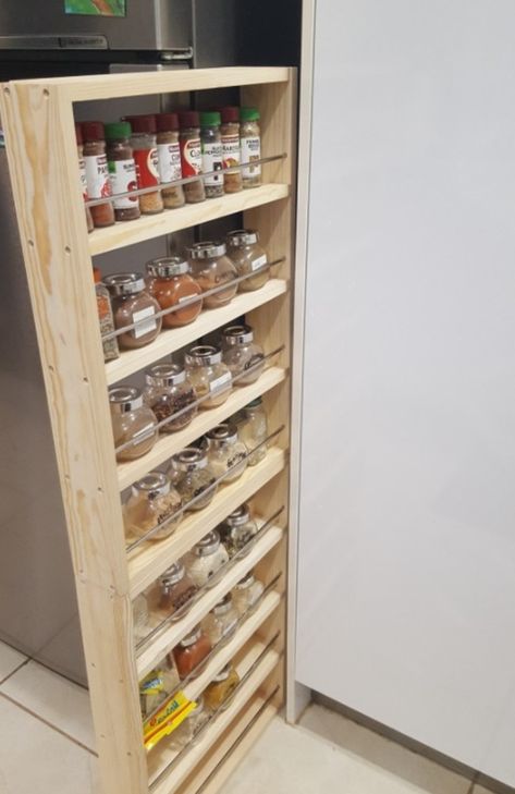 Queensland mum shares $50 Bunnings fridge gap hack | news.com.au — Australia’s leading news site Bunnings Kitchen Ideas, Fridge Gap Ideas, Bunnings Hacks Australia, Ikea Fridge Hack, Kmart Organisation Hacks, Kmart Hacks Australia, Kmart Hacks, Wooden Spice Rack, Small Cupboard