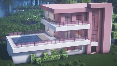 Minecraft Modern House Designs, Large Modern House, Villa Minecraft, Modern Minecraft Houses, Case Minecraft, Rumah Minecraft Sederhana, Minecraft Mansion, Starter House, House Tutorial