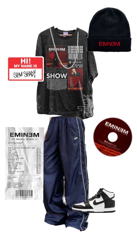 #girls #eminem #baggy #outfit Baggy 90s Outfit, Eminem Girls, 90s Hip Hop Outfits, Eminem Style, Emma Style, 2000s Outfits, Baggy Style, Hip Hop Outfits, Easy Trendy Outfits