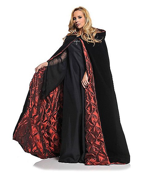 Black and Red Adult Womens Cape - Spirithalloween.com Devil Woman Costume, Red Cape Costume, Devil Woman, Halloween Capes, Black Halloween Costumes, Vampire Costumes, Gothic Costume, Cape Costume, Woman Costume