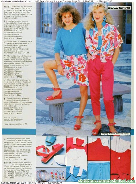 1986 Sears Spring Summer Catalog, Page 71 - Christmas Catalogs & Holiday Wishbooks 80s Clothing Catalog, 80s Fashion Catalogue, 80s Girl Fashion, 90s Core, 90s Female Fashion, Decade Fashion, 90s Ads, Early 90s Fashion, 80s Life