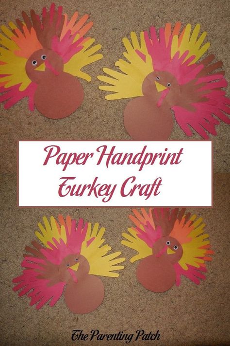 Turkey Day is almost here! Make a Thanksgiving turkey craft with construction paper and handprints. Craft With Construction Paper, Hand Turkey Craft, Animal Craft Ideas, Handprint Turkey, Turkey Handprint Craft, Turkey Crafts Kids, Hand Print Tree, Paper Turkey, Thanksgiving Crafts For Toddlers