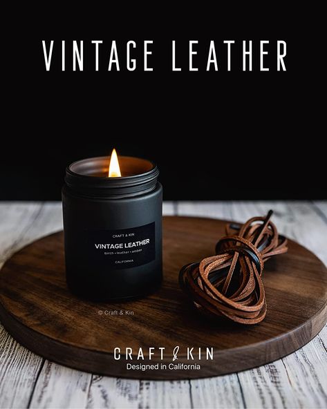 Leather Scented Candle, Candles For Men, Candles Long, Leather Candle, Holiday Scented Candles, Wood Wick Candle, Man Candle, Fall Candle Scents, Christmas Scented Candles