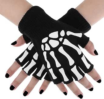 Skull Gloves, Skeleton Gloves, Gloves Aesthetic, Emo Accessories, Glove Pattern, Halloween Supplies, Gloves Pattern, Skull Clothing, Crochet Fingerless Gloves