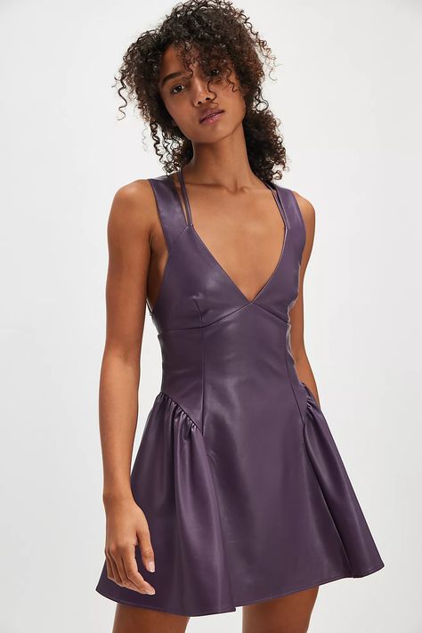 Vera Mini Dress | Free People Dark Purple Dress Short Casual, Dark Purple Dress Short, Dark Purple Party Dress, Purple Mini Dress Outfit, Dark Purple Hoco Dress, Dark Purple Mini Dress, Dress Short Casual, Purple Dress Short, Dark Purple Dress