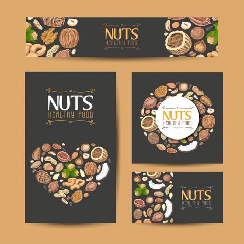 Deli ve tohum ile vektör kart dizisini P... | Premium Vector #Freepik #vector #business-card #banner #food #business Nuts Logo Design, Nuts Packaging, Healthy Restaurant Food, Fruit Packaging, Food Template, Food Banner, Fruit Shop, Nuts & Seeds, Nuts And Seeds