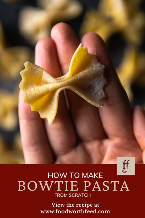 In our home, there is no cozier treat than a big saucy bowl of handmade pasta. We adore the endless combinations of shapes, sauces and flavors of fresh pasta dishes. Among our favorite pasta shapes is the beloved bow-tie of Northern Italy! This easy recipe and tutorial will demonstrate How To Make Farfalle Pasta. Farfalle, otherwise known as bow-tie pasta, is a fun and easy shape that pairs well with lots and lots of recipes. Homemade Bow Tie Pasta, Fun Homemade Pasta Shapes, How To Make Bowtie Pasta, Homemade Farfalle Pasta, How To Make Bow Tie Pasta, Homemade Bowtie Pasta, Easy Pasta Shapes, Easy Homemade Pasta Recipes, Handmade Pasta Shapes