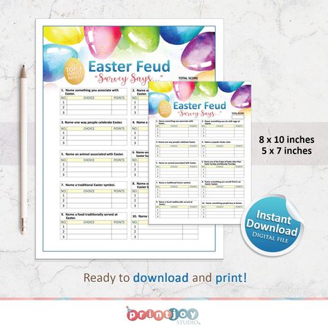 Valentine Party Game, Family Feud Game, Easter Gathering, Games For Adults, Easter Games, Easter Prints, Thanksgiving Family, Easter Weekend, Easter Printables