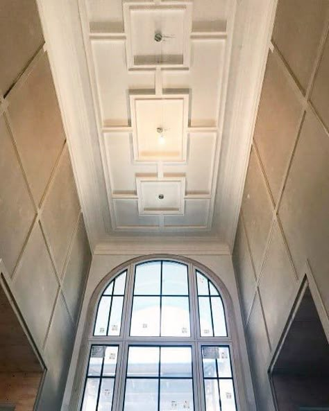 Foyer Ceiling Ideas, Coffered Ceiling Ideas, Foyer Ceiling, Coffer Ceiling, Coffered Ceiling Design, Plaster Ceiling Design, Pop Design For Roof, Ceiling Options, Ceiling Design Ideas