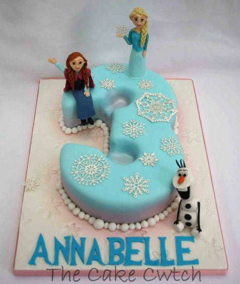 NUMBER 3 frozen cakes | Frozen Number 3 - Cake by The Cake Cwtch - CakesDecor Number 3 Cake Girl, Anna Frozen Cake, Number 3 Cake, Number 3 Cakes, Elsa Birthday Cake, Elsa Anna And Olaf, Anna And Olaf, Number Birthday Cakes, Frozen Bday Party