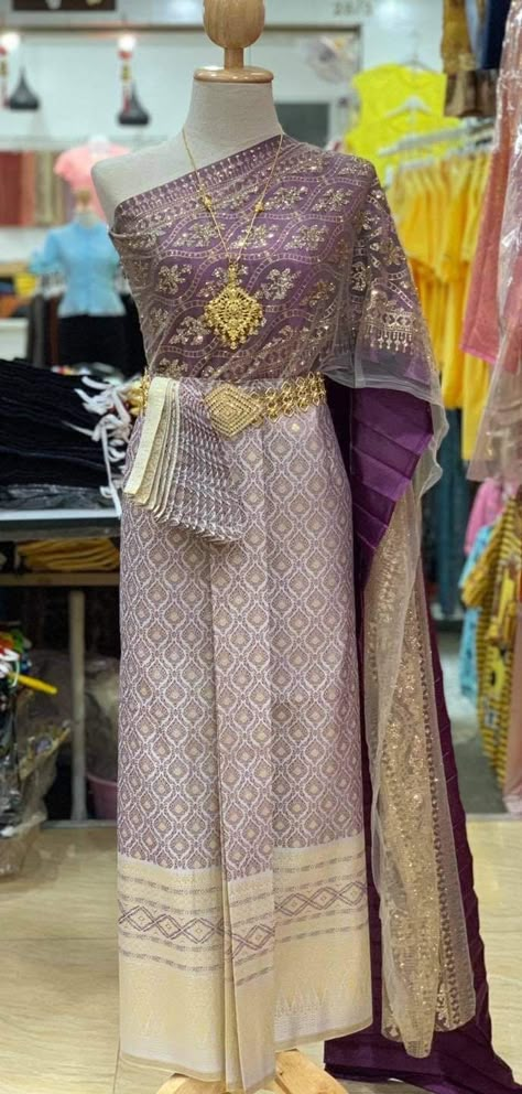 " This is Asian Thai-Lao traditional dress. Before place the order, kindly please contact me via convo to confirm design and size availability before" Thank You :) This is Asian traditional dress is made from synthetic silk for top and skirt  This item we have 3 type size. 1. Standard size Waist 23-30 Inches Hip max. 37 Inches 2. XL Waist  30- 40 Inches Hip up to 47 Inches 3. XXL Waist " 40-50 Inches Hip up to 57 Inches This women set including with 1. Lace sabai  2. Pleated satin sabai 3. Skirt Thai Outfits Traditional, Thai Traditional Dress Women, Malaysia Traditional Clothes, Cursed Castle, Lao Clothing, Traditional Thai Dress, Thai Outfits, Laos Wedding, Laos Clothing