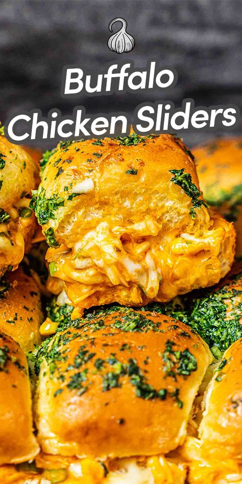 These Buffalo Chicken Sliders feature perfectly tender shredded chicken, zesty buffalo sauce with creamy ranch, nestled between soft buns to create a mouthwatering sensation. Simple to make and impossible to resist, these sliders are a game day favorite for sure! Buffalo Chicken Pretzel Sliders, Buffalo Sliders Chicken, Buffalo Chicken Breast Recipes, Buffalo Chicken Sliders Hawaiian Rolls, Tender Shredded Chicken, Sliders Recipes, Buffalo Chicken Sliders, Creamy Ranch, Chicken Dishes Easy