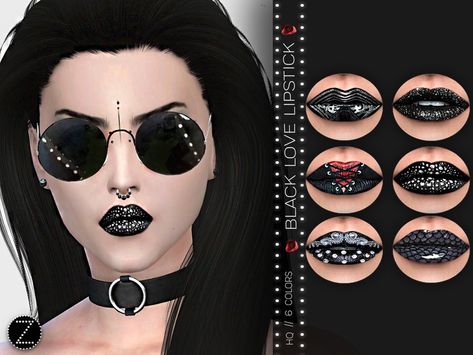 -Base Game Found in TSR Category 'Sims 4 Female Lipstick' Makeup Cc, Punk Makeup, Sims 4 Cc Makeup, Full Makeup, Black Lipstick, Sims 4 Downloads, Emo Makeup, Sims 4 Collections, Sims 4 Mods Clothes