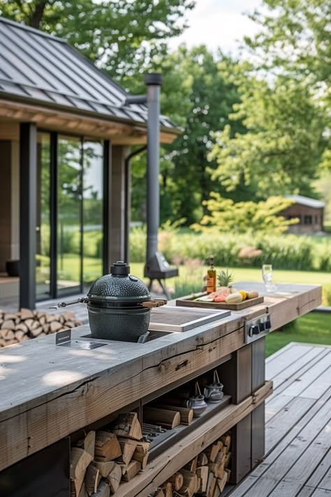 48 Small Patio Ideas with Grill Stations - Quiet Minimal Small Patio Bbq Area, Patio Ideas With Grill, Chicken Soup With Corn, Garden Kitchen Outdoor, Bbq Bench, Garden Outdoor Kitchen, Yellow Yam, Grill Stations, Small Patio Ideas