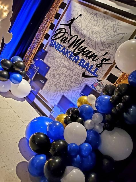 Sneakerball Theme Party, Swag Birthday Party Ideas, Sneakerball Birthday Party, Sneaker Ball Party Decorations Men, Sneakerball Party Decorations, Sneaker Graduation Party, Sneaker Ball Theme Party Ideas, Converse Theme Party, Sneaker Bash Party