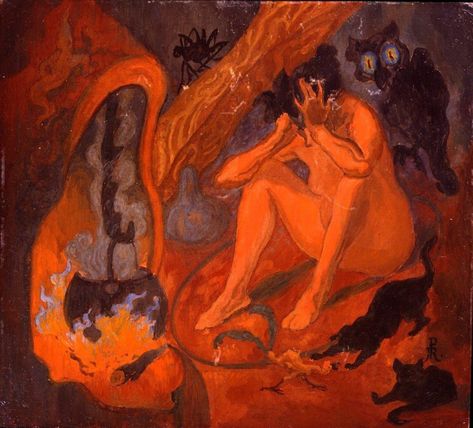 Hocus Pocus: Paul Ranson's Occult Paintings of Witches and their Familiars - Flashbak Paul Ranson, Les Nabis, October Mood, Witch Painting, Maurice Denis, Edouard Vuillard, Paintings Famous, Fauvism, Paul Gauguin