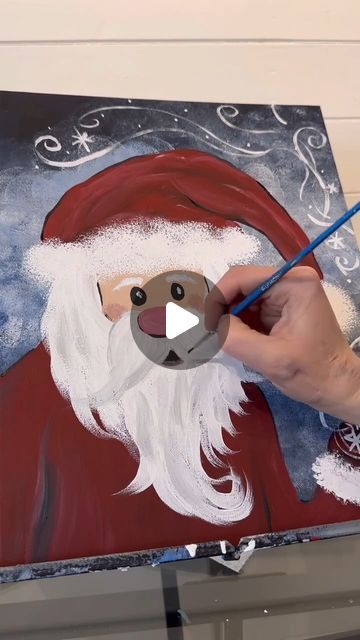 Paint N Sip, Santa Paintings, Board Painting, Painted Boards, Santa Face, Paint And Sip, Santa Clause, Things To Draw, Painting Process