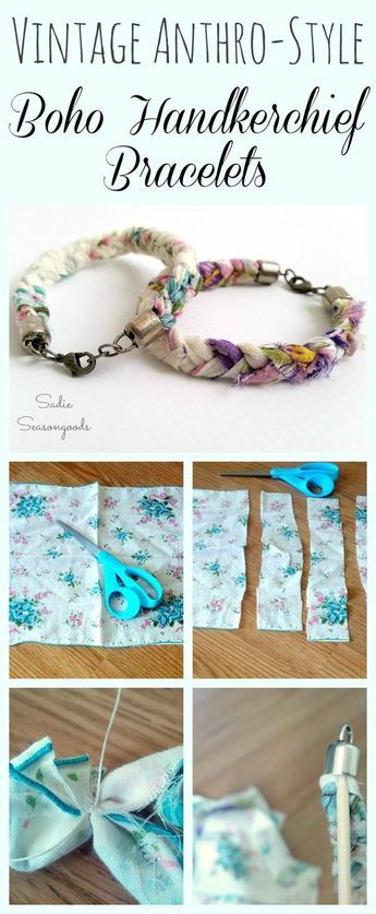 Anthro Style, Vintage Jewelry Diy, Braided Bracelet Diy, Diy Jewelry Holder, Fabric Bracelets, Vintage Handkerchief, Diy Bracelets Easy, Easy Diy Jewelry, Vintage Handkerchiefs