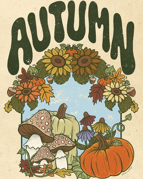 Retro style art Autumn illustration Phone backgrouns patterns Illustrators Window art Comfort colors sweatshirt Spooky Valentines, Retro Style Art, Autumn Art Print, Phone Background Patterns, Autumn Illustration, Comfort Colors Sweatshirt, Tshirt Ideas, Fall Prints, Window Art