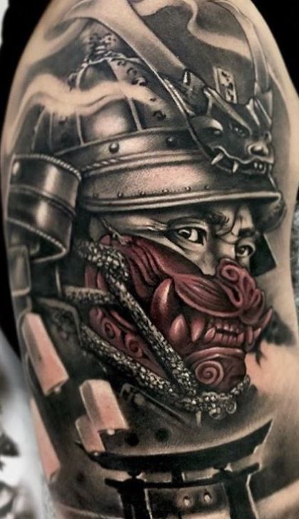 Japanese Tattoo Sleeve Samurai, Samurai Mask Tattoo, Japanese Warrior Tattoo, Geisha Tattoos, Warrior Tattoo Sleeve, Samurai Warrior Tattoo, Guerriero Samurai, Tattoo Japanese Style, Samurai Tattoo Design