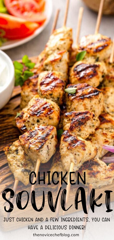 Healthy Greek Chicken, Greek Chicken Recipe, Mediterranean Diet Recipes Dinners, Greek Dinners, Greek Chicken Recipes, Chicken Souvlaki, Easy Mediterranean Diet Recipes, Diner Recept, Tzatziki Sauce