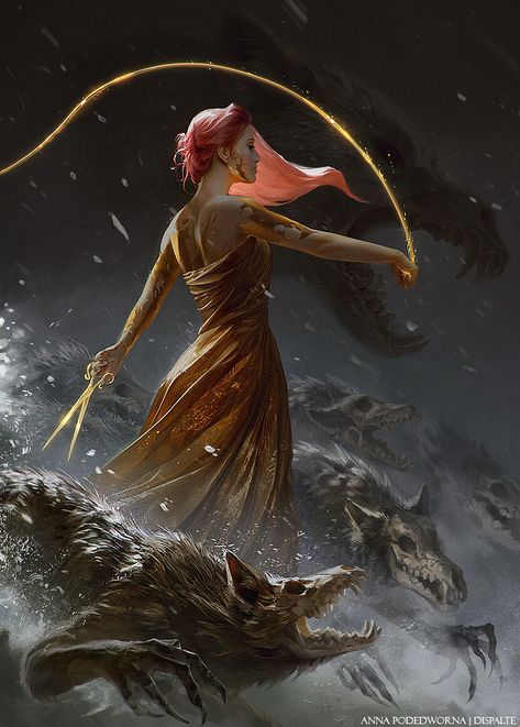 ArtStation - Atropos, Anna Podedworna Redhead Art, Roleplay Characters, Creature Drawings, Magical Art, D&d Dungeons And Dragons, Witch Art, Soul Art, Magic Art, Animal Companions