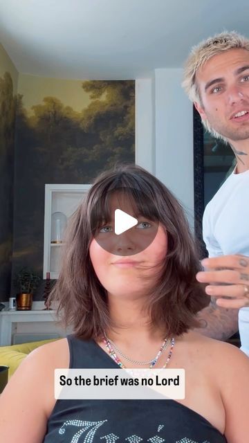 Jack Mead - Hair transformation specialist on Instagram: "Brief - not to look like Lord Farquaad 😂 

All jokes aside I think this haircut really suits Natalie and works so great with her natural texture. 

We wanted a haircut that didn’t look too structured, so choppy, textured, not too short, not too long. It can be quite a difficult haircut to get the proportions right and let’s not forget adding a fringe in the mix too. 

Long bob with layers and a long full fringe that gets longer towards the edges, it has quite a retro vibe but i feel with a modern edge don you? ✂️

Cut using @arcscissors 
Styled using @matrixuki" Lord Farquaad Hair, Choppy Layers For Long Hair Wavy, Full Fringe Bob, Mixed Texture Hair, Medium Length Haircut With Bangs For Fine Hair, Layered Bob Hairstyles With Fringe, Easiest Haircut To Style, How To Cut A Fringe At Home, Fringe Haircut Short