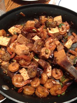 Shrimp Tofu Recipe, Spicy Eggplant, Tofu Stir Fry, Yummy Seafood, Shrimp Recipes For Dinner, Baked Tofu, Shrimp Dishes, Eggplant Recipes, Chinese Cooking