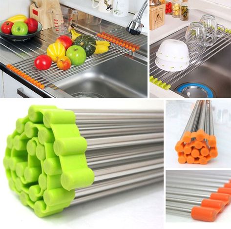 Stainless Steel Shelf, Koti Diy, Sink Rack, Smart Tiles, Organizing Hacks, Over The Sink, Steel Shelf, Dish Rack Drying, Kitchen Stuff