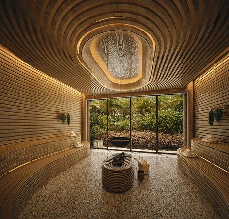 Spa Landscaping, Indoor Spa, Spa Lounge, Dry Sauna, Salt Room, Desain Pantry, Spa Rooms, Sauna Design, 1 Hotel