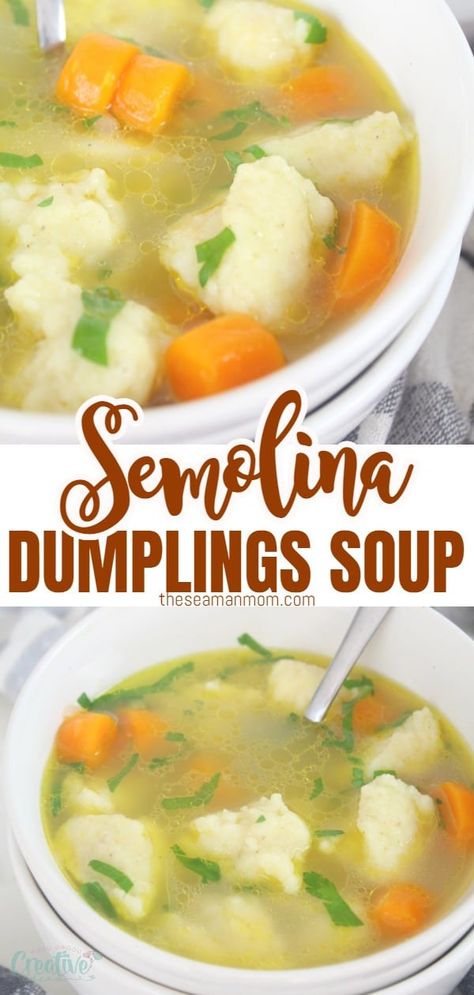 Dumplings Soup Recipe, Semolina Dumplings, Dumplings Soup, Chicken Dumpling Soup, Dumplings For Soup, Tasty Dinner, Croatian Recipes, Delicious Soup Recipes, Dumpling Recipe