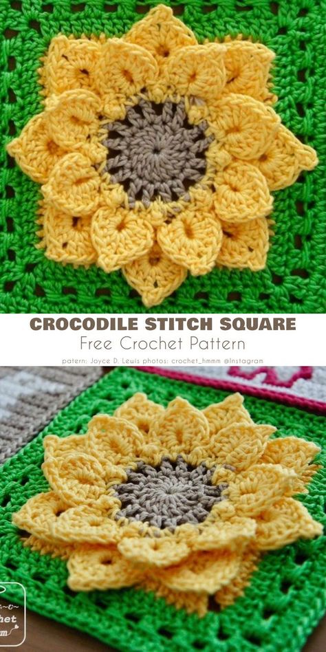 Bumble Bee Granny Square, Crochet Bee Granny Square, Plant Granny Square, Turtle Granny Square, Granny Squares Pattern Free, Crochet Squares Pattern Free, Leaf Granny Square, Flower Granny Square Pattern Free, Free Crochet Granny Square Patterns