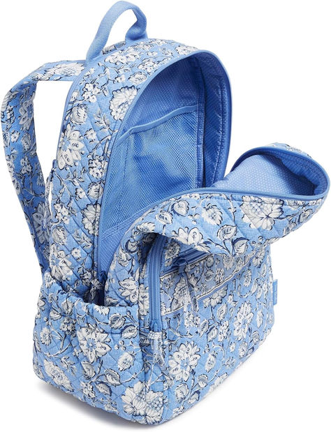 Vera Bradley Cotton Campus Backpack in Sweet Garden Blue, a stylish and trendy floral teen backpack. Floral Backpacks For School, Teen Backpack, Campus Backpack, Trendy Backpacks, Floral Backpack, Everyday Adventures, Dorm Essentials, Blue Backpack, Christmas Wishlist