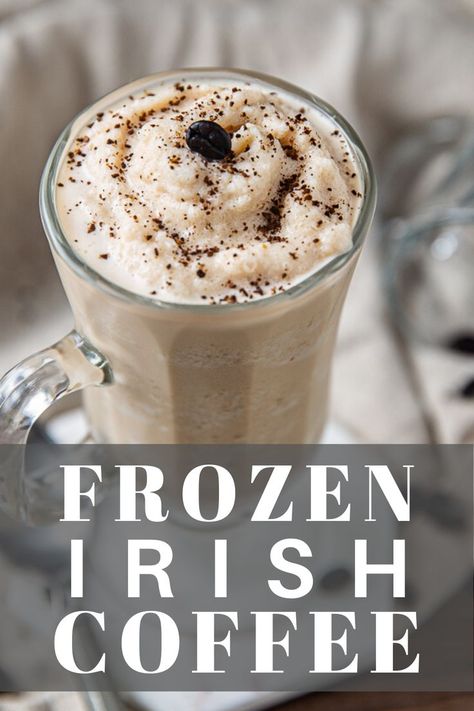 Perfect for St Patrick's Day - this cocktail recipe is deliciously boozy and frozen.  Baileys, Whiskey ( Jameson ), Kahlua, and ice cream make a yummy frozen cocktail. Erin Rose Frozen Irish Coffee Recipe, Frozen Baileys Drinks, Frozen Irish Coffee Recipe, Margaritaville Frozen Concoction Maker, Liquid Recipes, Yum Drinks, Baileys Drinks, Boozy Treats, Irish Coffee Recipe