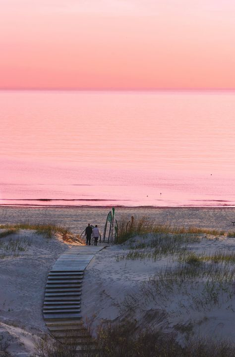 Couple at the beach at sunset in Ventspils, the Baltic Sea by Roman Babakin The Baltic Sea, Palanga Lithuania, Couple At The Beach, Yoga House, Year Board, Beautiful Poland, Summer Nostalgia, Beach At Sunset, European Destination