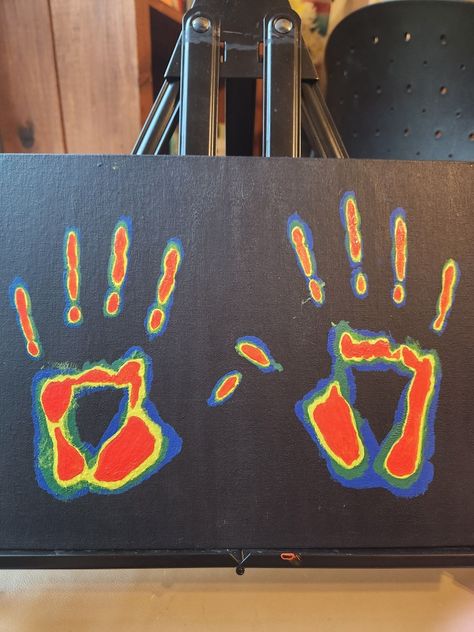 Thermal Hands Art, Temperature Body Art, Painting Ideas Thermal, Body Heat Art, Heat Temperature Body Drawing, Heat Map Painting, Thermal Hand Art, Thermal Hand Painting, Thermal Heat Body Painting