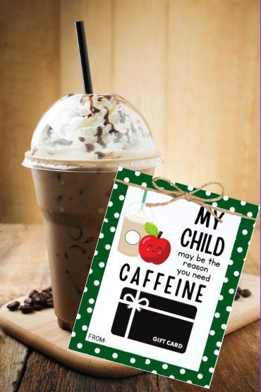 Caffeine Tag for Teachers- Back to School- Teacher Gift- Gift Card Tag #coffeetag #teachergift #daycare Survival Kit Gifts, Nice List Certificate, Survival Kit For Teachers, Printable Valentines Day Cards, Drink Tags, Appreciation Thank You, Teacher Cards, School Teacher Gifts, Teacher Christmas Gifts